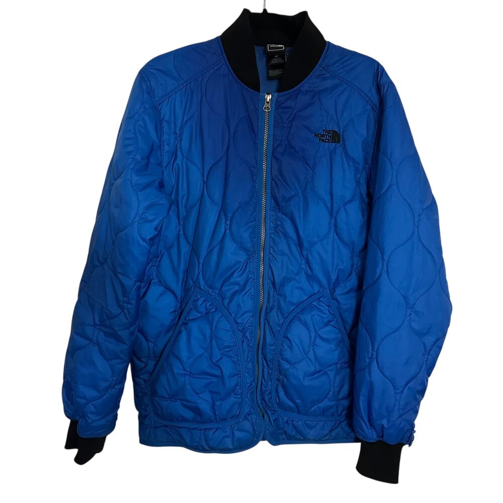 The North Face Mens Jester Bomber Jacket Blue Quilted Insulated Full Zip Small S